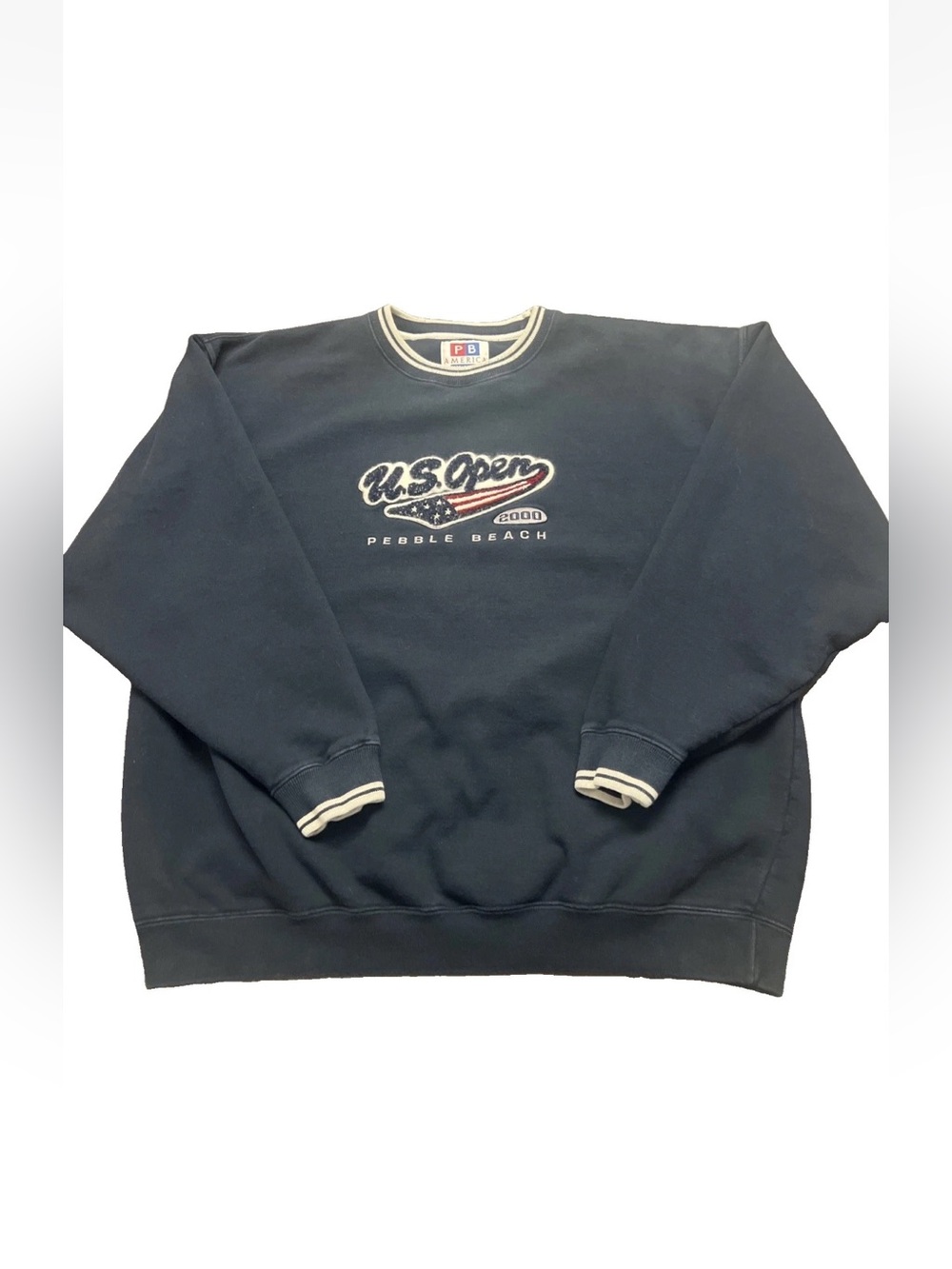 Vtg 2000 US Open Pebble Beach Sweatshirt 2XL Navy Blue Crewneck Golf Y2K Tiger